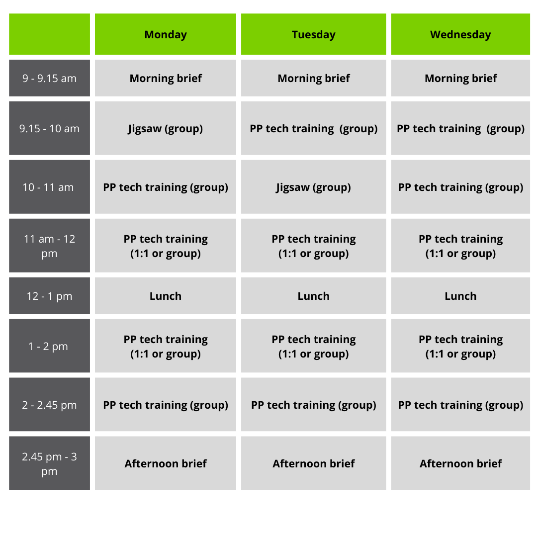 Outside the Box sample schedule