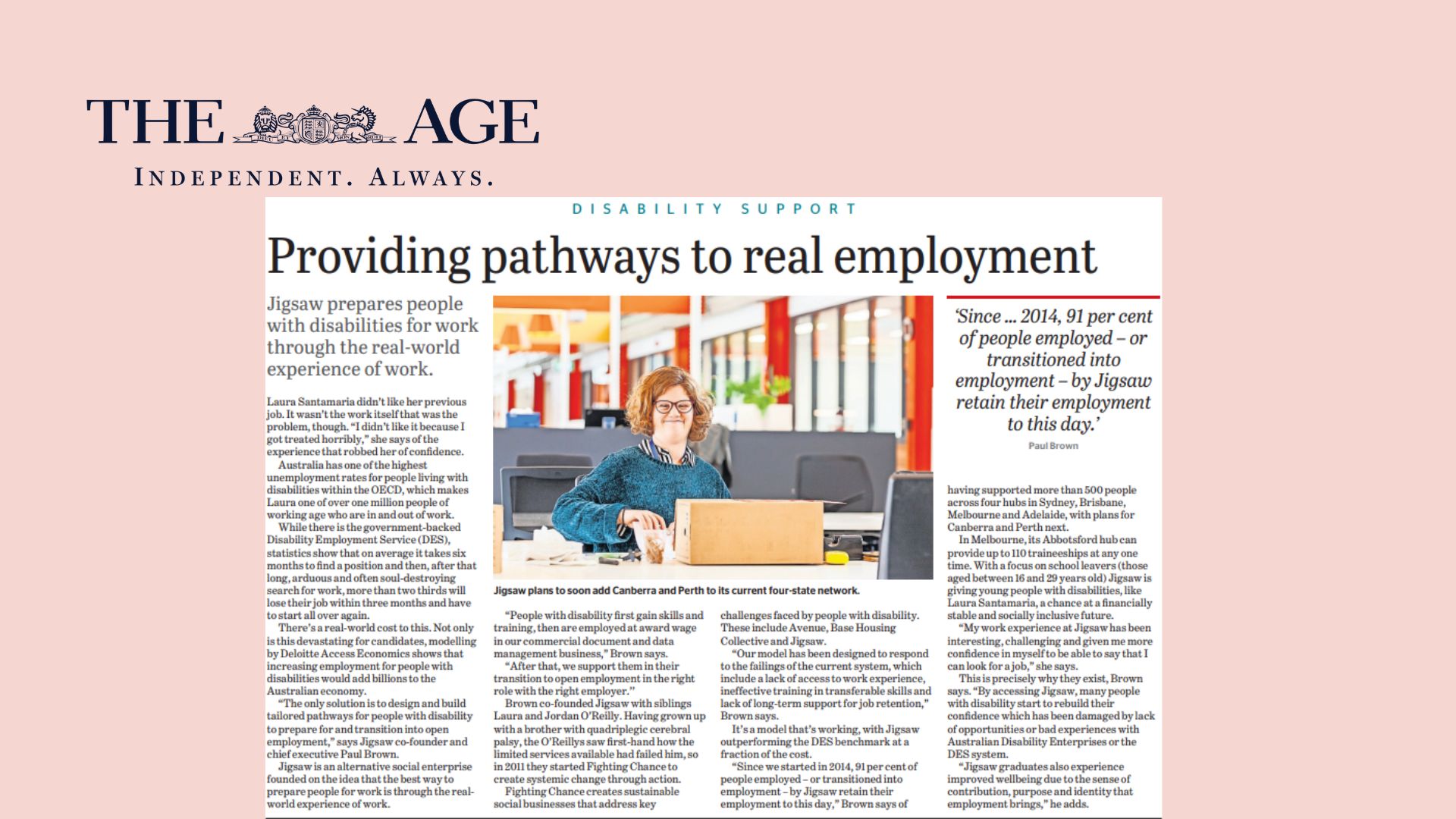 The Age article screenshot